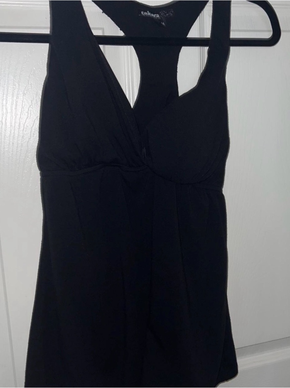 Takara Black V-Neck Racerback Tank
